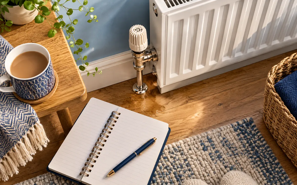 Editorial illustration: a radiator leak versus a heating breakdown