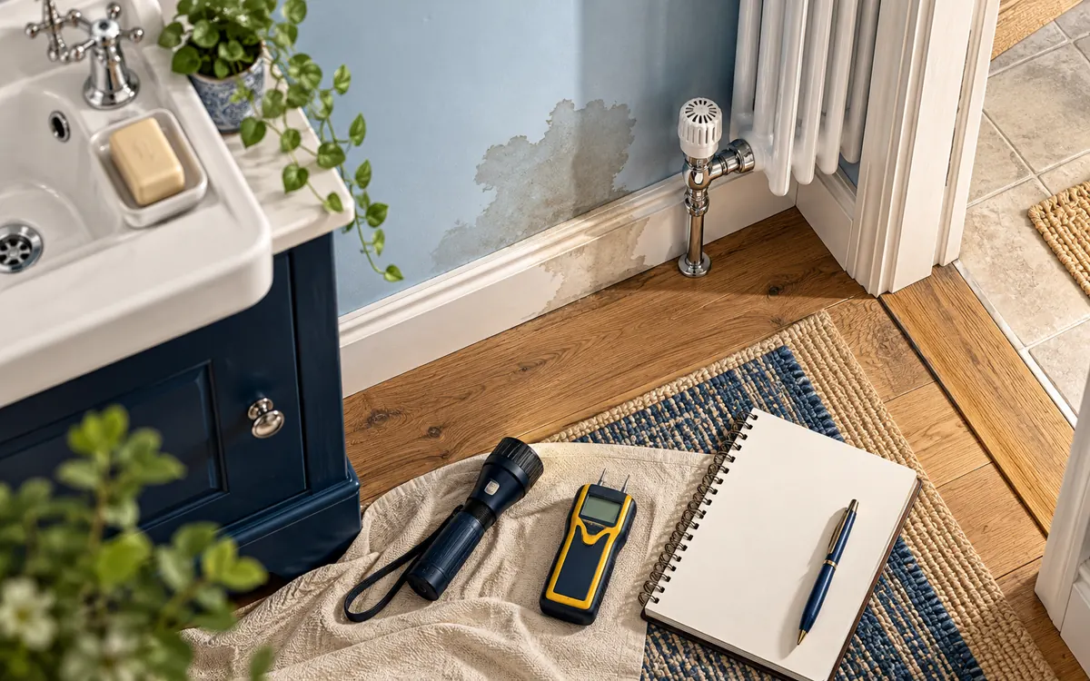 Editorial illustration: investigating a leak while protecting finishes