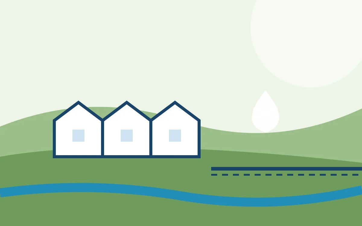 Editorial illustration: a Gorebridge home with a frozen outside pipe and a modern combi boiler